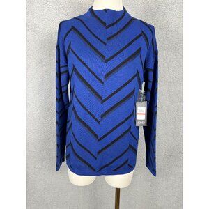 Jones New York Women's Chevron Pattern Blue & Black Sweater Size XS NWT's.